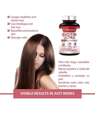 Biotin Ultra - Pastillas con Biotina para Cabello y Barba - Fortalece Pelo, Piel y U as - 120 Tabletas - Buy Online on GoSupps.com