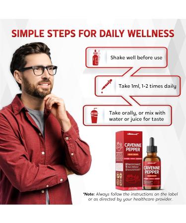 Cayenne Pepper Liquid Drops - Cinnamon, Turmeric, Peppermint - Digestion Support, Heart Wellness, Immunity Booster - 2.0 fl oz (60ml) 2 Fl Oz (Pack of 1) - Buy Online on GoSupps.com