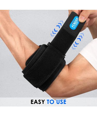 FCNUSX Elbow Brace for Tendonitis & Tennis Elbow - Compression Arm Strap for Pain Relief - Golfers Compression Sleeve - One Size Black - Buy Online on GoSupps.com