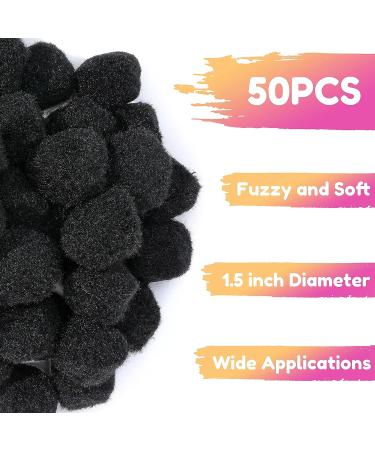 Caydo 1.5 inch Black Pom Poms - 50Pcs Large Craft Fuzzy Balls for DIY Projects and Decorations - Buy Online on GoSupps.com