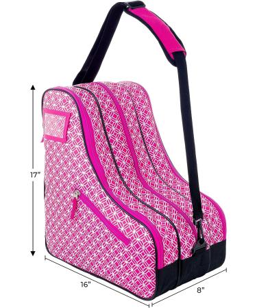 Thorza Pink Roller Skate Bag for Girls - 3 Zippered Pockets - Inline, Quad, Ice Skates - Carry Handle and Shoulder Strap - Skating Accessories Storage - Buy Online on GoSupps.com