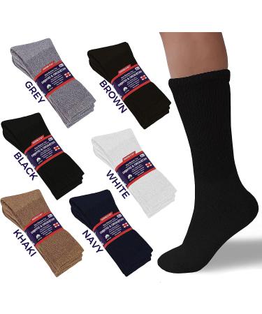 Diamond Star Diabetic Socks - Non-Binding Circulatory Cushion Cotton Crew Socks - 3 Pairs Black 9-11 - Buy Online on GoSupps.com
