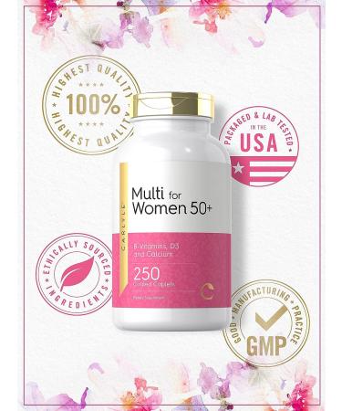 Carlyle Women's 50+ Multivitamin | 250 Caplets | Iron Free with B-Vitamins, D3 and Calcium | Gluten Free - Buy Online on GoSupps.com