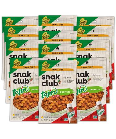 Snak Club Tajin Peanuts, Chili & Lime Mild in Heat Bold in Favor Spicy Snacks, 2.75 Ounce Grab 'n Go Snack Size (Pack of 12) 2.75 Ounce (Pack of 12)