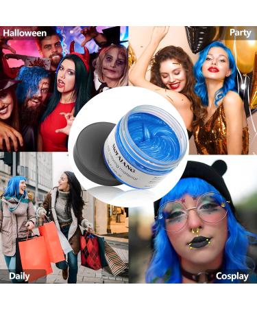 Temporary Blue Hair Color Wax for Men & Women | Natural Styling Pomade - Perfect for Parties Cosplay & Halloween | 4.23 oz #4 Blue - Buy Online on GoSupps.com