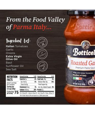 Botticelli Roasted Garlic Premium Italian Pasta Sauce 24oz Jars (Pack of 2) - Product of Italy - Gluten-Free - No Added Sugar - Authentic Flavor - 1.5 lb - Buy Online on GoSupps.com