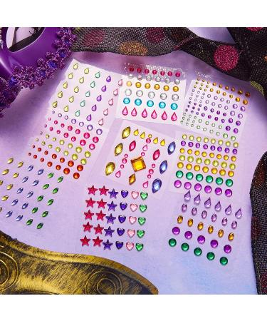 9 Sheets Self-Adhesive Eye Body Face Gems - Rhinestone Stickers for Festival Makeup & Nail Art | Rainbow Crystal Jewels - Buy Online on GoSupps.com