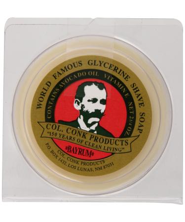 Col. Conk Worlds Famous Shaving Soap, Bay Rum (Net Weight 2.25 Oz) Bay Rum 2.25 Ounce (Pack of 1)
