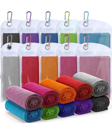 20 Packs Cooling Towel 40 x 12 Inch Ice Towel Microfiber Sports Towel Breathable Chilly Towel with Bag Wet Towel for Neck Men Women Stay Cool Yoga Gym Golf Workout Travel Camping Beach Accessories