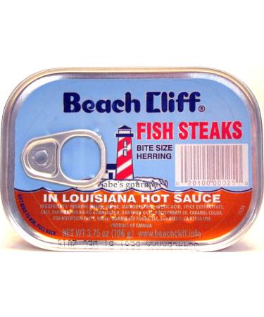 Beach Cliff Bite Size Herring Fish Steaks in Louisiana Hot Sauce (4 Pack) 3.75 oz Cans 3.75 Ounce (Pack of 4)