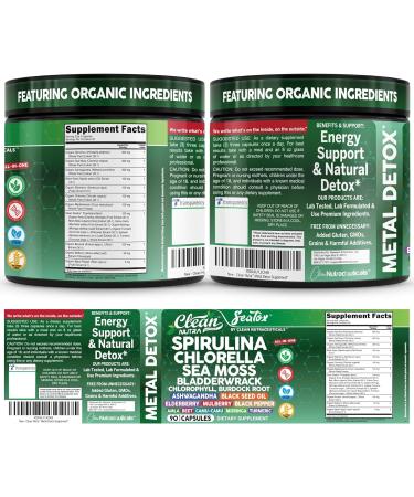 Sea Tox Organic Spirulina and Chlorella Capsules Natural Cleansing & Nourishment Sea Moss Bladderwrack Chlorophyll Burdock Root Ashwagandha Turmeric 90 Vegan Black Seed Oil Capsules by Clean Nutra - Buy Online on GoSupps.com
