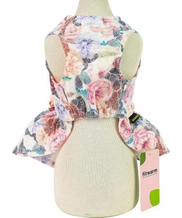 Fitwarm Fancy Flower Dog Dress for Mothers Day | Girl Dog Clothes Wedding Gown | Pet Birthday Party Outfit | Puppy Lace Dress in Pink - XS - Buy Online on GoSupps.com