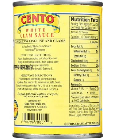 Cento White Clam Sauce - 6 Pack of 10.5 oz. Cans | Authentic Italian Flavor - Buy Online on GoSupps.com