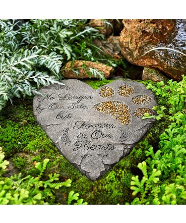 OBSI Pet Memorial Stone | Heart Paw Print Garden Stone for Dog or Cat | Headstone Memory Gifts for Pet Loss - Buy Online on GoSupps.com