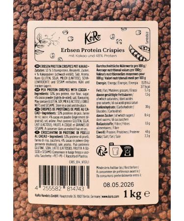 KoRo - Pea Protein Crisps 48% with Cocoa 1 kg - Buy Online on GoSupps.com