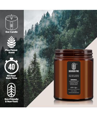 Bourbon Pine 8oz Scented Candle | Vegan Soy Wax | Hand Poured | 40 Hour Burn | Luxury Aromatherapy Gift | Unisex Holiday Essential Oils - Buy Online on GoSupps.com