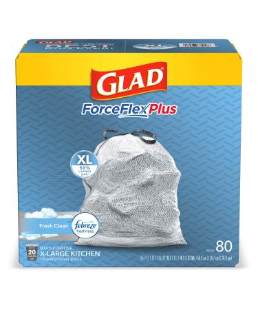 Glad ForceFlexPlus XL Kitchen Drawstring Trash Bags - Fresh Clean with  Febreze, 20 Gallon, 30 ct