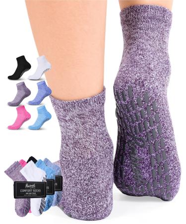 Diabetic Ankle Socks for Men & Women with Grips | 6 Pairs 1/4 Length Wide Non Binding Non Slip Diabetic Socks for Men & Women Bright Colors Medium