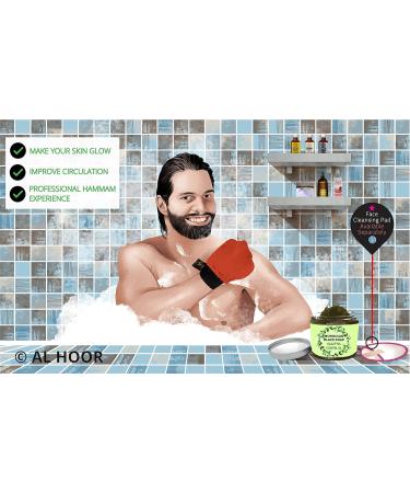 AL HOOR Moroccan Black Olive Soap Infused In Eucalyptus Oil + Kessa Glove - Deep Acne Cleansing & Dead Skin Cells Remover aromatic - Buy Online on GoSupps.com