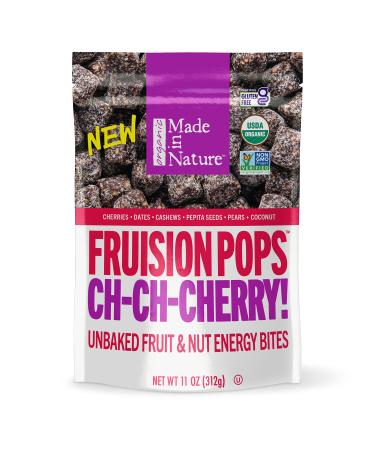 Made in Nature | Organic Fruision Pops, Cherry | Unbaked Fruit & Nut Energy Bites | Vegan Snack, 11 Ounce Bag Cherry 11 Ounce (Pack of 1)