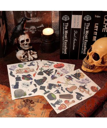 Halloween Temporary Tattoos Set for Kids - 288 Pieces, 48 Styles, Ghost, Pumpkin, Spider Web, Bat, Witch, Cat - Trick or Treat Fake Tattoos - 18 Sheets - Buy Online on GoSupps.com