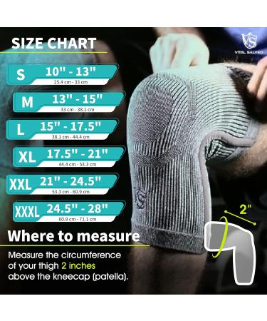 Vital Salveo Knee Compression Sleeve for Swelling Recovery | Knee Brace for Pain Relief in Men & Women | Unisex Sports Support for Running Basketball & Gym (Light Grey XXXL - Buy Online on GoSupps.com