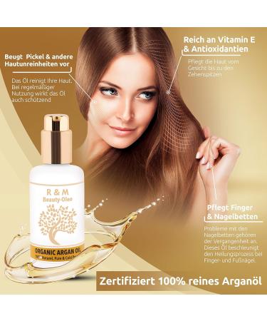 R&M Beauty Olo Argan Oil Serum - 100% Organic & Fair Trade - Vegan Face Hair & Skin Care - 100 ml Pump Bottle - International Shipping - Buy Online on GoSupps.com