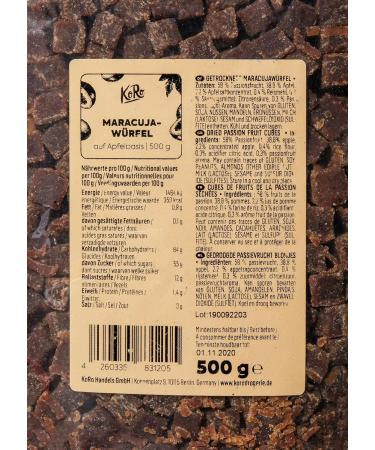 KoRo - Passion fruit cubes without added sugar 500g - Delicious dried fruit without sugar sulfur free and in economical packaging - Buy Online on GoSupps.com