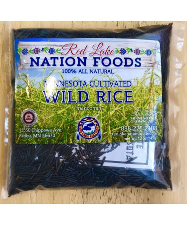 (GLUTEN FREE) Red Lake Nation 100% All Natural Minnesota Cultivated Wild Rice, 12 OUNCES 12.0 ounces