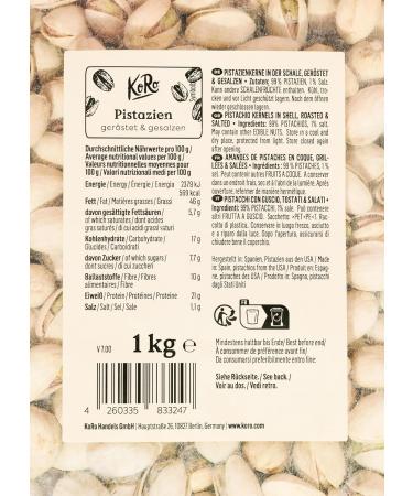 KoRo - Pistaches grill es et sal es 1 kg - Pistaches l g rement grill es et sal es dans emballage grand format - Buy Online on GoSupps.com