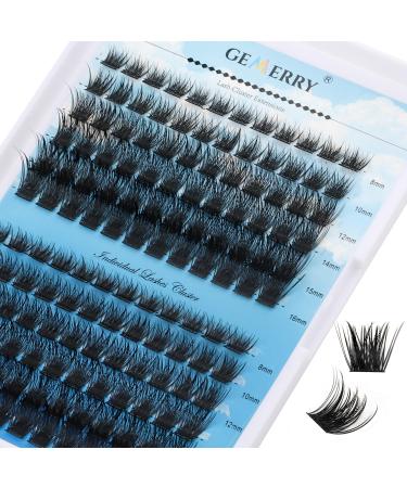 Individual Lashes 144pcs Cluster Eyelash Extensions Cluster Lashes D Curl 0.07mm 8-16mm Mix Ribbon Lashes Wide Stem Natural Lashes DIY Lash Extensions GEMERRY Lashes(B02-D-0.07-8-16mm) 8-16 mix B02