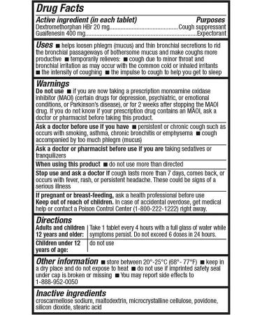 HealthA2Z Mucus Relief DM 200 Count - Dextromethorphan HBr 20mg, Guaifenesin 400mg - Generic Mucinex DM Cough Relief - Buy Online on GoSupps.com