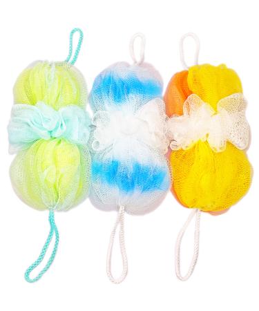 Loofah Sponge Luffas Shower Puff Pouf Ball Exfoliating Body Back Scrubber for Men&Women(3-Pack) - Buy Online on GoSupps.com