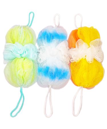 Loofah Sponge Luffas Shower Puff Pouf Ball Exfoliating Body Back Scrubber for Men&Women(3-Pack)