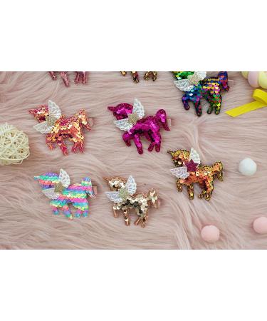 Summer Crystal Unicorn Alligator Hair Clips for Women and Girls - Set of 4 Sequins MHHP Clips for Birthday, Daily, Holiday Party - Perfect Gift Idea - Buy Online on GoSupps.com
