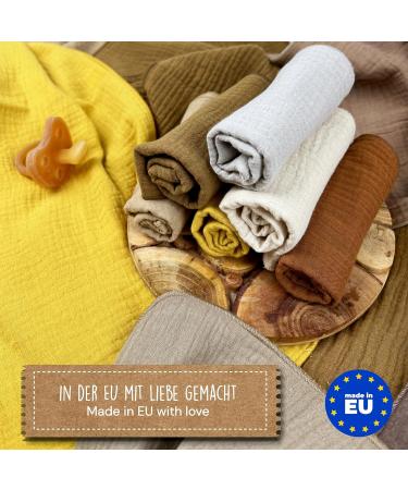 Mimadu Bio GOTS Baby Washcloths - 25x25 cm Organic Cotton Towels | Super Soft & Absorbent Musselin for Baby Care | Eco-Friendly Baby Mini Muffs (Desert) - Buy Online on GoSupps.com