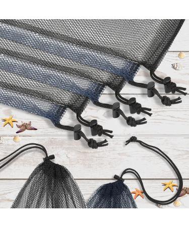 LEIFIDE 6 Pcs Scalloping Bags - 13 x 15.5 Inch Nylon Mesh Drawstring Net Bag for Snorkeling & Swimming Gear - Black/Navy - Buy Online on GoSupps.com