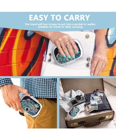 Travel Pill Organizer - 8 Compartment Portable Pill Case | Daily Pill Box for Vitamins & Supplements - Blue Datura - Buy Online on GoSupps.com