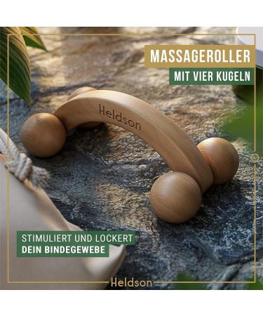 Heldson Premium 6-Part Massage Set | Wood Massage Devices & Scooter for Foot Head & Trigger Point Therapy | Relaxation & Anti-Stress Tools - Buy Online on GoSupps.com