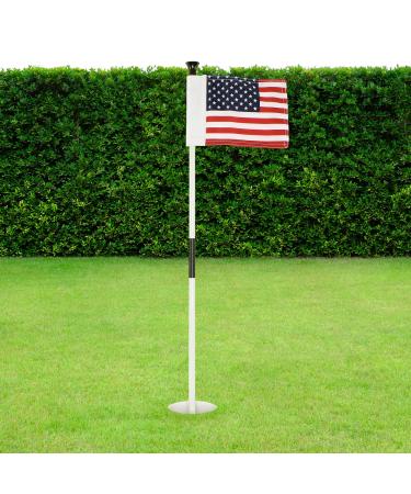 WATSY USA Golf Flagstick Practice Mini Putting Green Flags For Backyard Outdoor Patio Home Training Mini Golf Flag Kit Combo With Putting Hole Cup Portable 2-Section Design - USA Set of 1