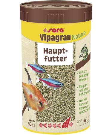 Sera Vipagran Nature 250 ml |Main feed soft granulate |4% high -quality insect flour |Healthy growth & strong developmentFor fish with a small mouth |No color and preservatives 250 ml (1-pack) granulate