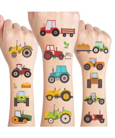 24 Sheets Tractor Temporary Tattoos  Birthday Decorations Tractor Party Favors