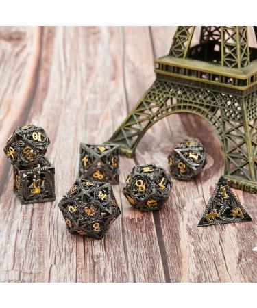 Metal Dice Set - D&D Hollow Polyhedral Dice for RPG Games - Black & Gold - Buy Online on GoSupps.com