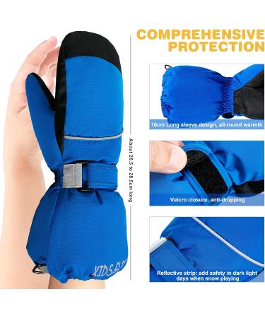 Thxtoms Children's Ski Gloves | Waterproof Windproof Winter Gloves for Kids -15 | Outdoor Sports for Boys & Girls 3-14 Years | Thick Oxford Material | Blue - Buy Online on GoSupps.com