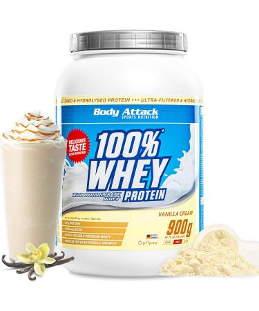 Body Attack 100% Whey Protein Vanilla 2x900g - Extra Creamy Hydrolysate & BCAA - Supports Muscle Building & Diets for Athletes - Made in Germany - Buy Online on GoSupps.com
