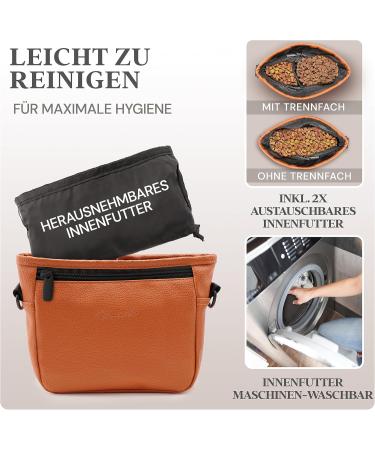 Heimatpfoten Leather Imitation Dog Feeding Bags - One-Hand Magnetic Closure - Cognac Brown - Buy Online on GoSupps.com