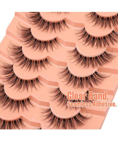 Mavphnee Cat Eye Wispy 3D False Lashes - Natural Look Clear Band, 7 Pairs - Buy Online on GoSupps.com