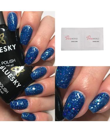 Bluesky Dark Blue Chunky Glitter MIDNIGHT BLUE - BLZ13 - UV/LED Soak Off Gel Nail Polish 10ml