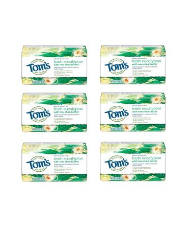 Tom's of Maine Natural Beauty Bar Soap With Raw Shea Butter, Fresh Eucalyptus, 5 oz. 6-Pack (Packaging May Vary) Eucalyptus 5 Ounce (Pack of 6)