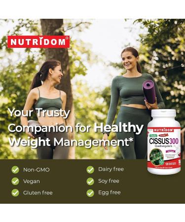 Nutridom Cissus Quadrangularis Supplement - Standardized to Contain 2.5% Keto-Steroids - Healthy Weight Management and Joint Health Support - Non-GMO Gluten Free Dairy & Soy Free Vegetable Capsules (120 Count) - Buy Online on GoSupps.com
